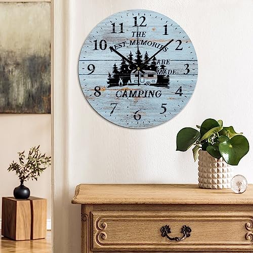 Reloj de pared redondo analógico silencioso de madera 10 pulgadas miniatura 3