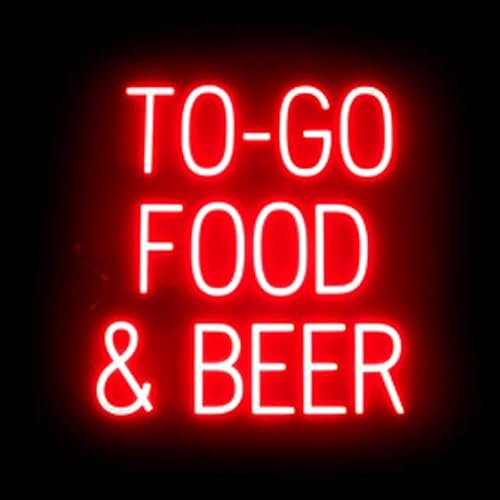 Miniatura 57 de SpellBrite Letrero para restaurantes Letreros relacionados con comida para llevar y llevar con aspecto de neón, luz LED azul 28.1 x 6.3 pulgadas