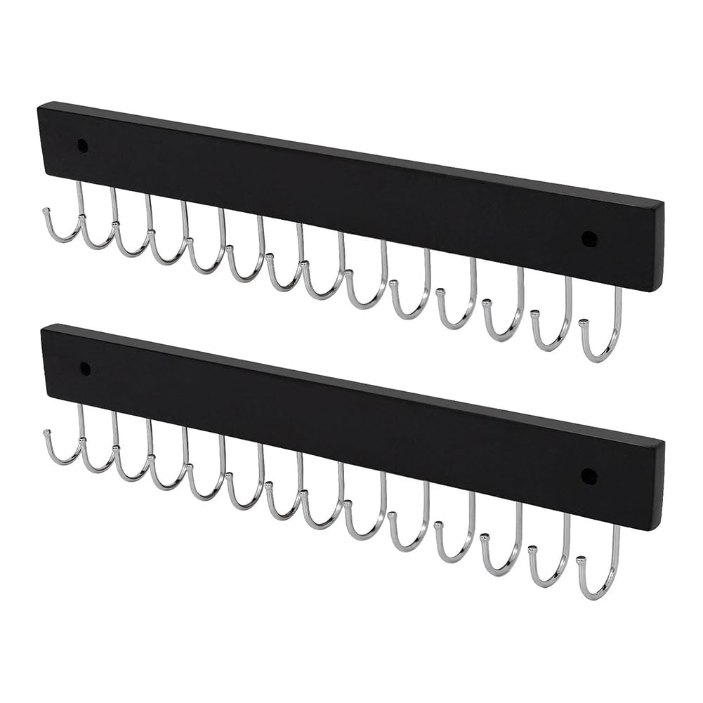 IJSDNVJNDX 2pcs Hanging Jewelry Organizer Wall Mounted Wall Mounted Necklace Organizer for Wall, Space Saving Necklace Hooks for Necklaces, Bracelets, Rings and Bangles Display Black