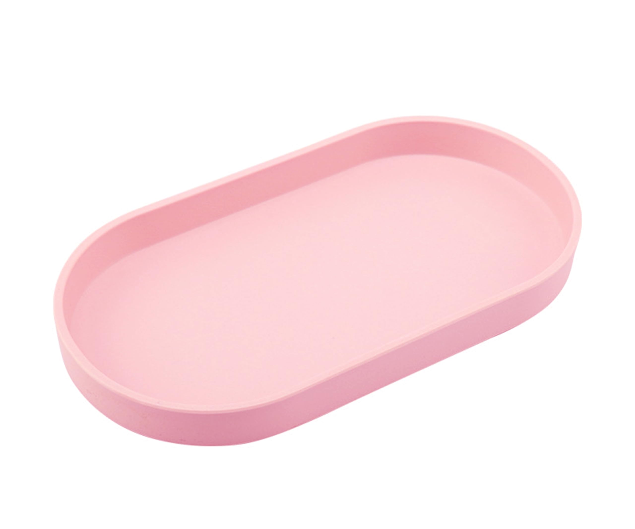 VCREATC Pink Small Tray (10 inch), Oval Tray for Bathtub Bathroom Vanity Items, Countertop Organizer, Soap, Perfume.