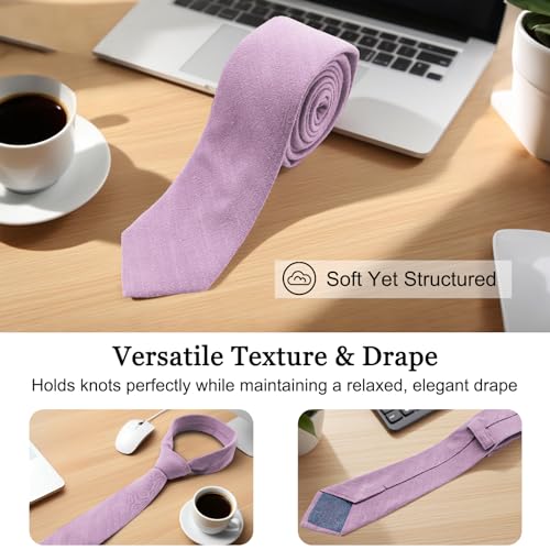 Image of Cotton Ties for Men Solid Color Skinny Tie Mens Necktie for Wedding Graduation Formal Dinner