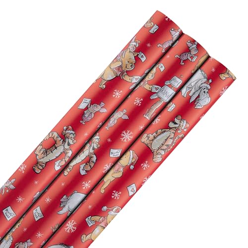 Hallmark Disney Winnie l'ourson Lot de 3 rouleaux de papier cadeau de Noël 12 m