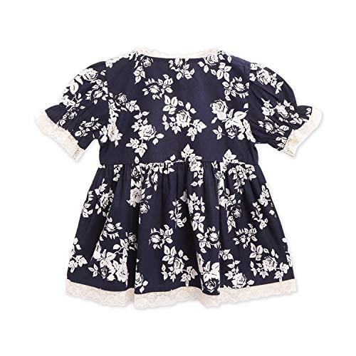 Image of Cherry Crumble California Kids Girl's Ups-a-Daisy Sleepwear Cotton Nightsuit (CTWS-GNSUIT-6206NBLU Navy Blue)