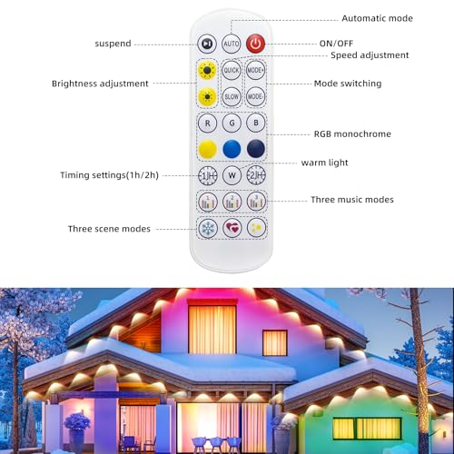 Image of 100FT Permanent Outdoor Lights - IP65 Waterproof RGB Eaves Lights with Smart App /Remote Control,for Christmas, All Holiday Party, Daily and Accent Lighting, House Roof and Garden Decoration