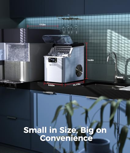 Image of ecozy Portable Ice Cube Maker Countertop, 45 Lbs /Day, Self-Cleaning | Makes 24 Ice Cubes in Just 13 Mins, Perfect for Home, Kitchen, Bar, Office and RV, Stainless Steel