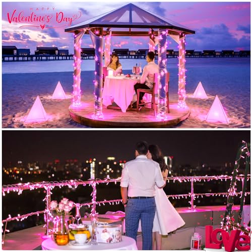 Jmexsuss 006-STRING-L-P100-T Connectable 33Ft 100 Led Pink Lights For Bedroom Decor, 8 Modes Pink String Lights Clear Wire, Plug In Pink Christmas String Lights Indoor Outdoor Waterproof thumb #3