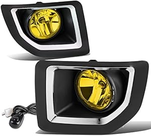Compatible with GMC Sierra 2500HD 3500HD Pair of Bumper Driving Fog Lights+Switch (Amber Lens)