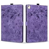 Rosbtib Coque pour iPad 9./8./7. Génération 2021 2020 2019 iPad 10.2 Coque, Etui Cuir PU avec Fentes Cartes Magnétique Housse iPad 9/8/7/ ipad Air 2019 10.5', Violet Chat Sakura
