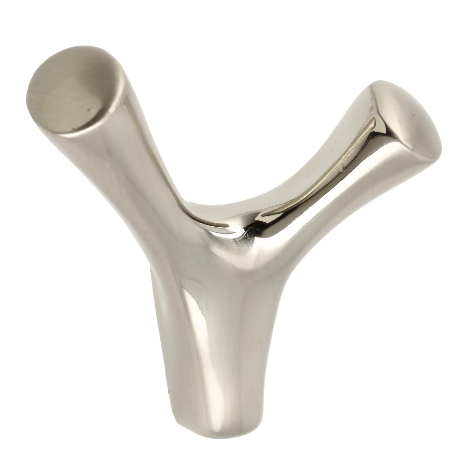B2c Brushed Steelv Double Wall Hook Modern Loft Zinc Coat & Towel Hanger, Contemporary Designer Hardware, 71Mm, Includes Screws (Brushed Steelv)