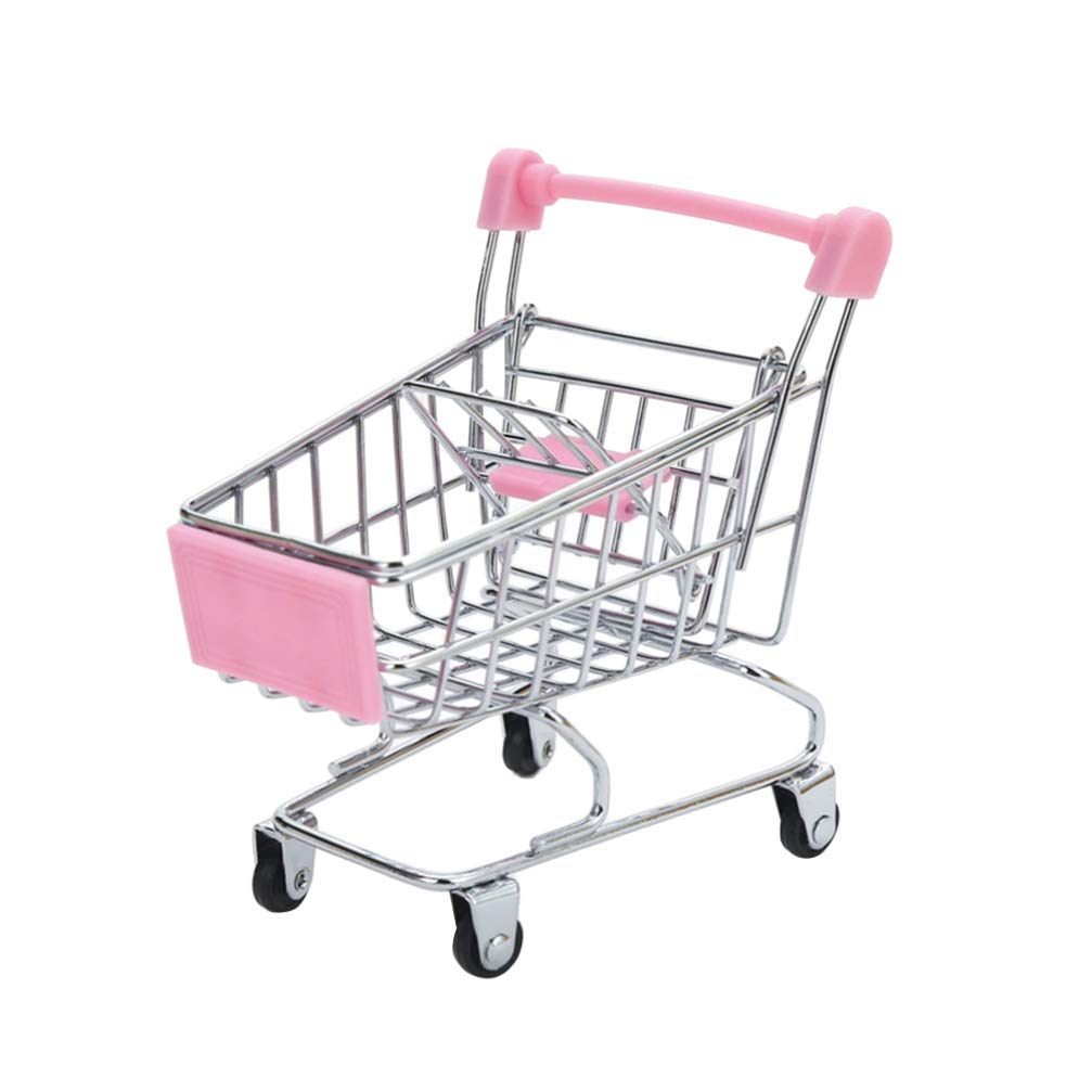 TERRIFI Mini Supermarket Handcart Toy Shopping Carts Utility Cart Mode Desk Storage Toy Holder Desk Accessory for Children Kids