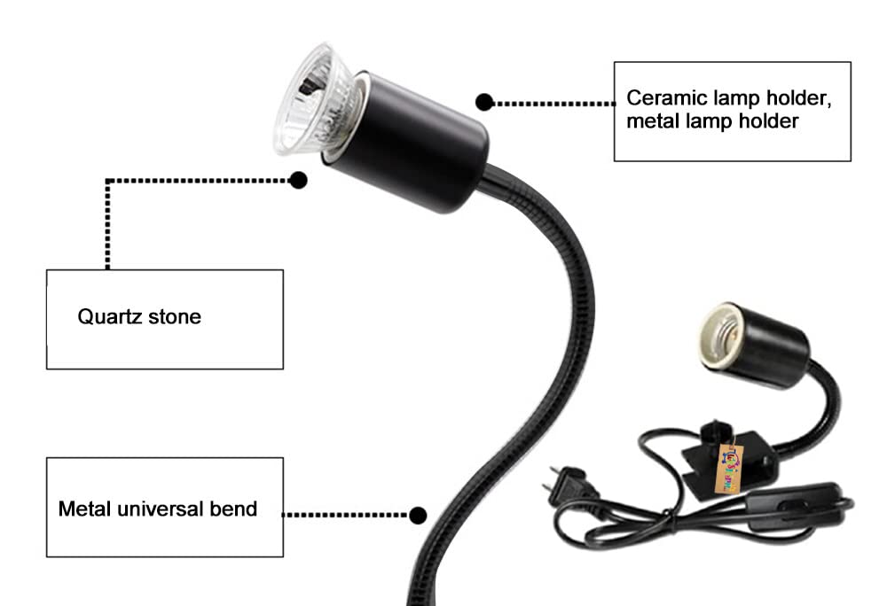 Western Era Reptile Heating Lamp, UVA UVB Lighting Lamp with Anti-hot Cage Light Holder for Reptiles, Lizards, Turtle, Snakes, Aquarium 3