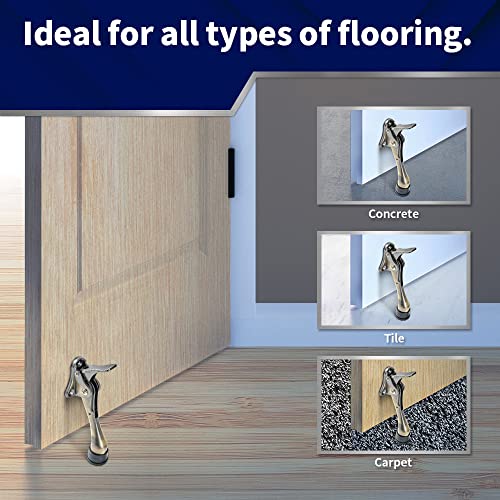 Home&I One Touch Easy Pedal Door Stop Stopper Height Adjustable Kick Down Door Stop With Rubber Tip Spring Lever Screw Type (Antique Bronze) #TOP3