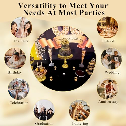 Set of 9 Cake Stands Metal Cupcake Stand Set Multiple Styles Candy Fruit Display Tower Dessert Plate Cake Serving Tray for Birthday Party Wedding Anniversary Baby Shower Engagement (Gold) - Image 5