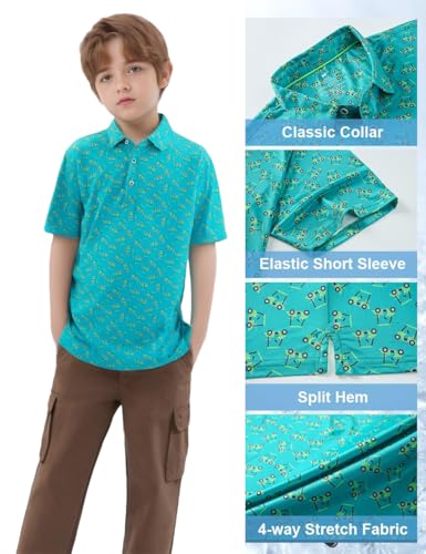 SELINK Golf Shirts for Boys Short Sleeve Dry Fit Moisture Wicking Polo Shirt Performance Sport Active Shirt3