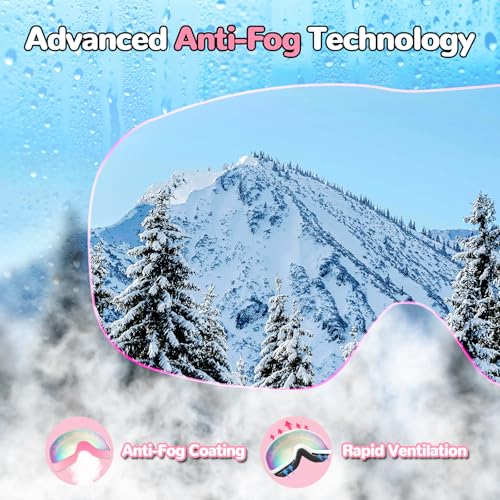 Keary Kids Ski Goggles for 3-14 Snowboard Goggles Kids Toddler Boys Girls Youth Snow Goggles 100% UV Protection Anti-Fog - Image 5