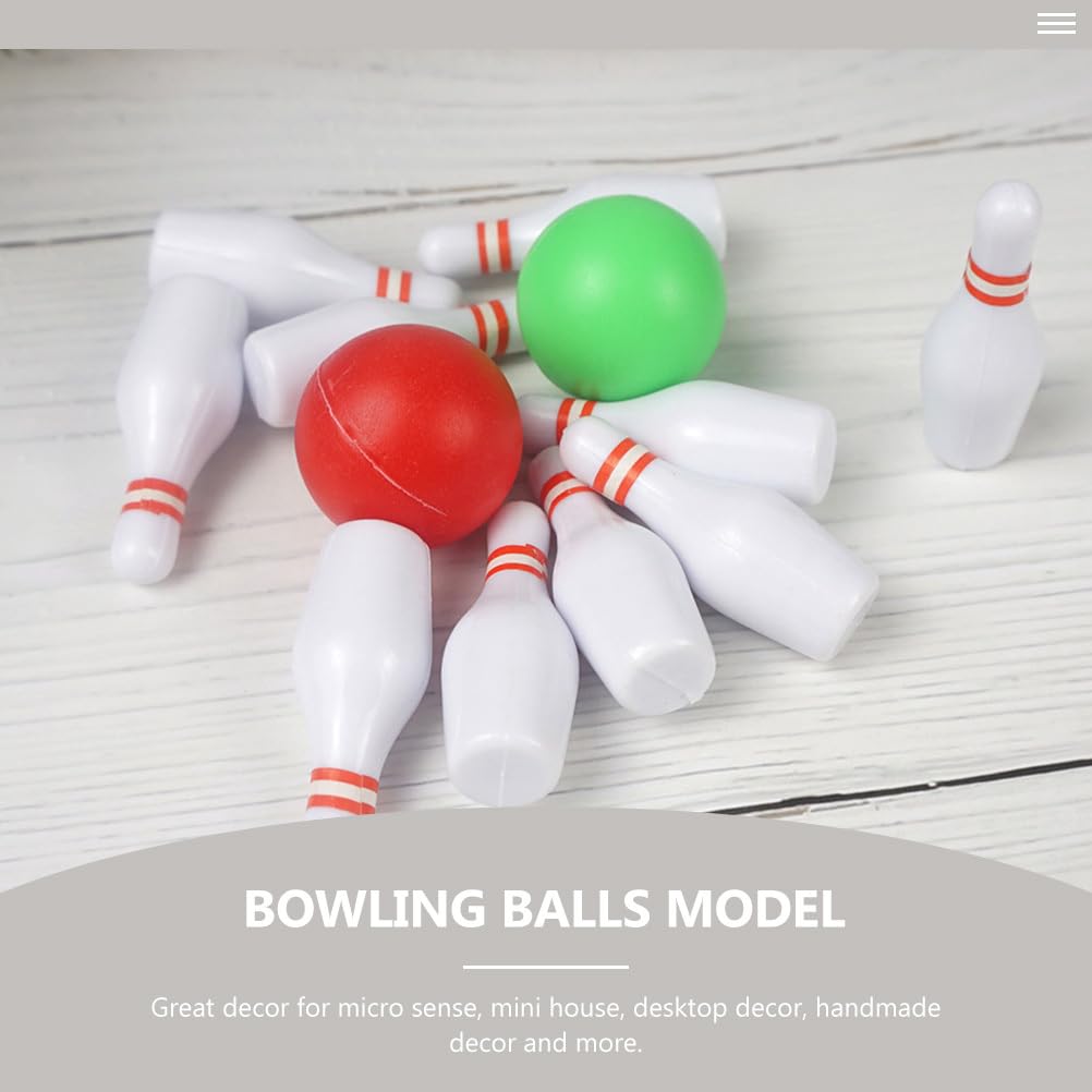 Vaguelly Ensemble De Jeu De Bowling Miniature - Mini Jeu De Bowling Quilles De Bowling Jouets De Balle Accessoires De Meubles De Maison De Poupée pour Les Remplisseurs De Sacs De Cadeaux