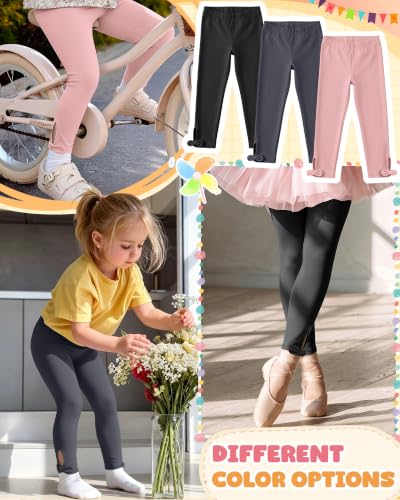 Image of 3 Pack Toddler Girls Cotton Leggings Bow Tight Pants