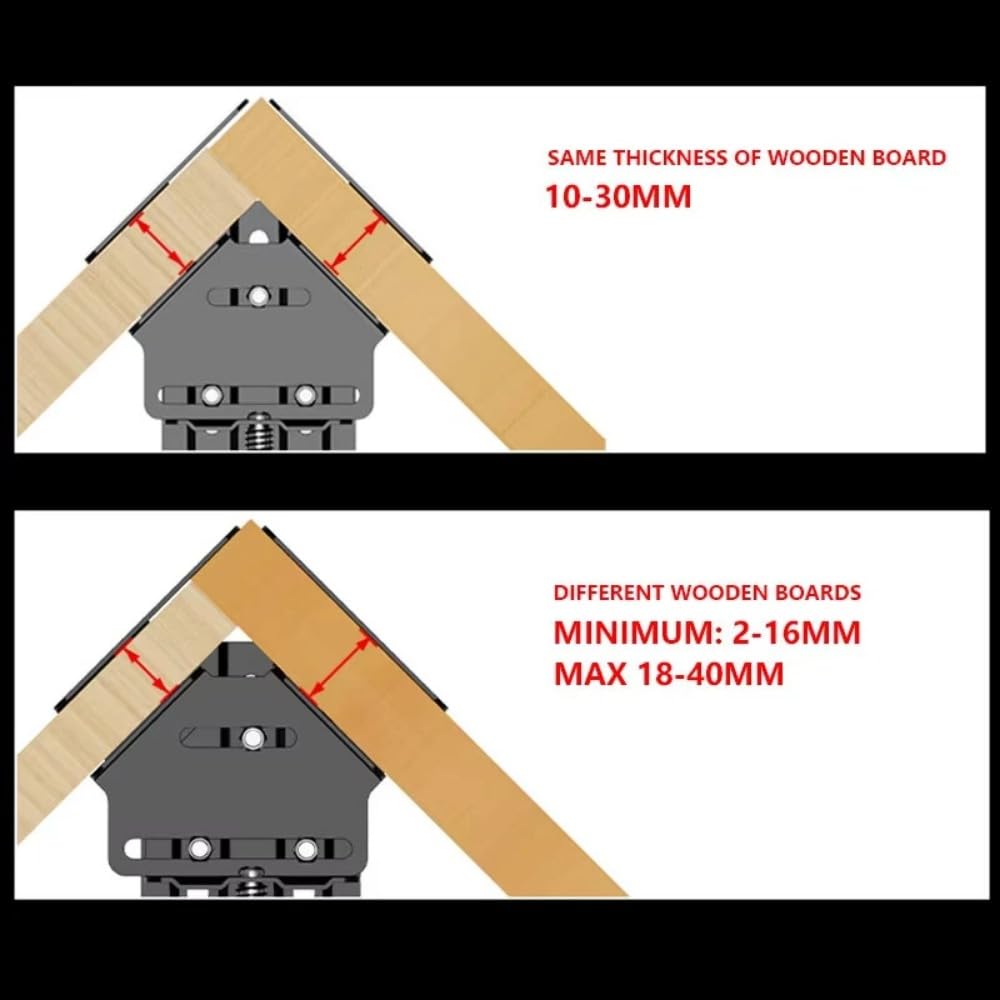 Morsetto di Fissaggio ad Angolo retto Regolabile per Lavorazione del Legno a 90°, Realizzato in Acciaio al Carbonio, Resistente all'Usura (Morsetto Aperto)