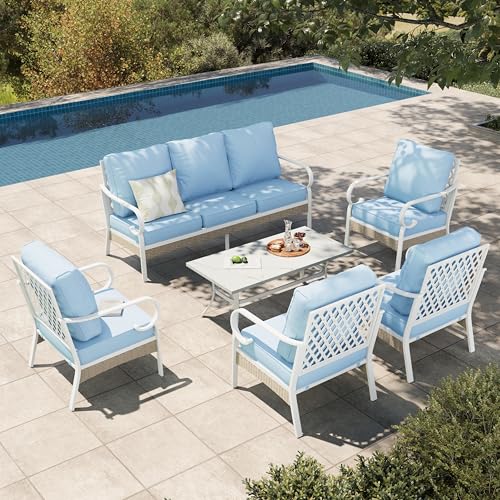 HERA'S HOUSE All Weather Outdoor 6 Piece Metal Patio Furniture Set for ...