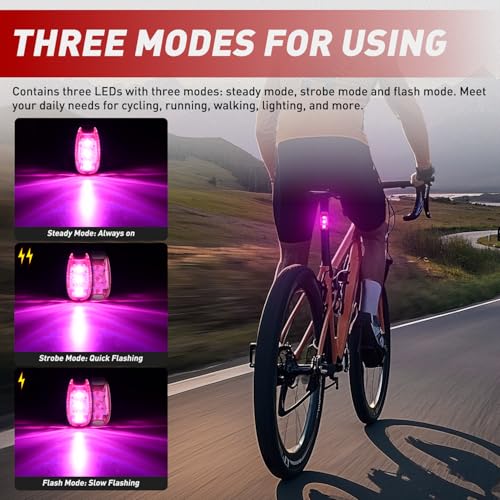 Image of Nilight LED Safety Light 4PCS Pink Marine Navigation Bike Tail Lights Three Modes Waterproof Reflective Gear Clip On Flash Strobe Indicator Lamp for Night Boating Fishing Cycling Jogging