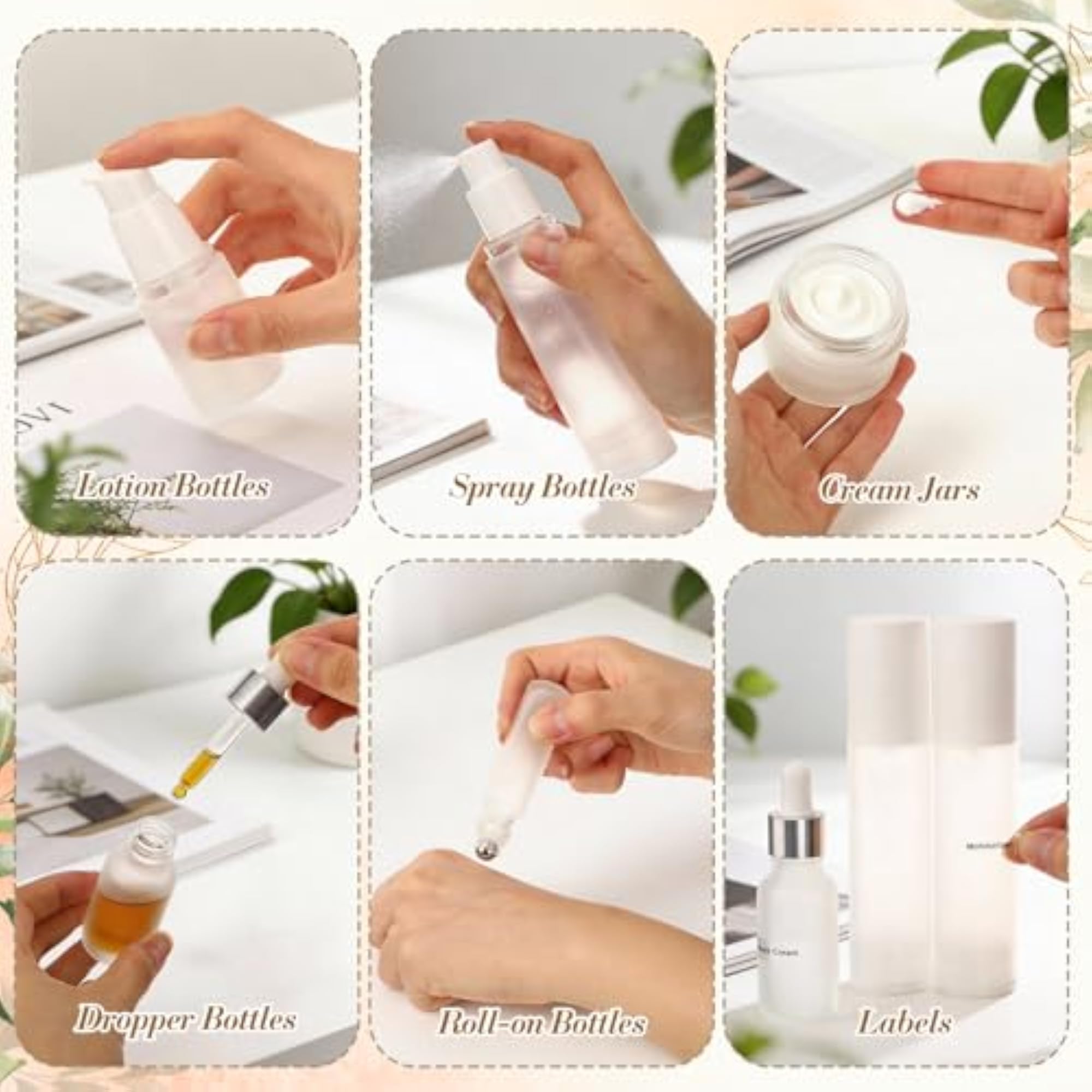 Glass Travel Skincare Containers Set, 27 Pack