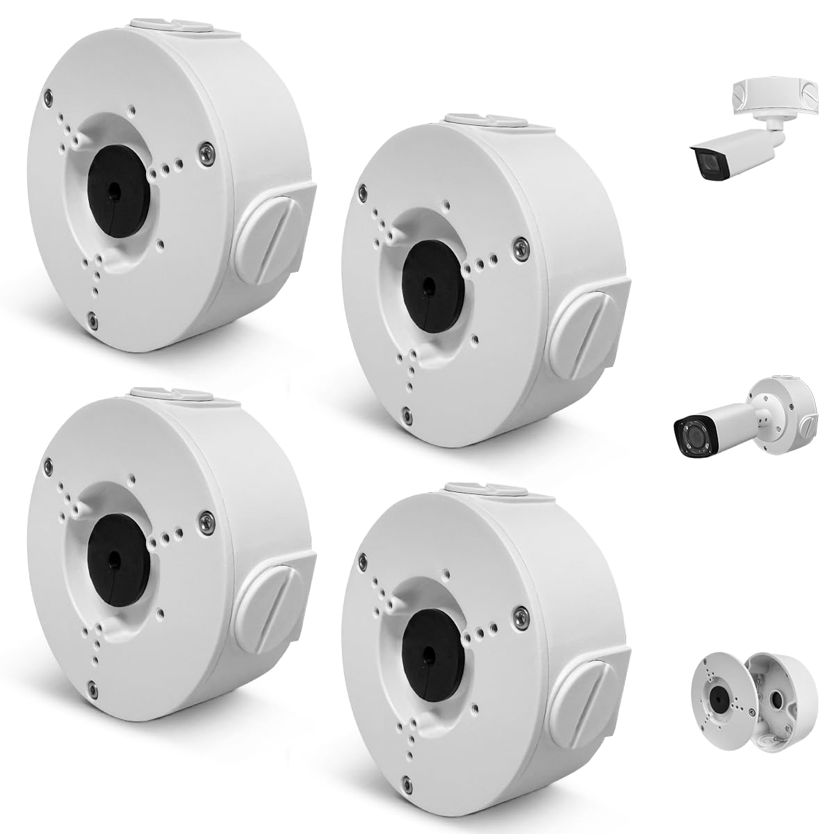 WE-PFA130-E Metal Base Junction Box for Dah Bullet, Dome Cameras, IP66 Waterproof Mount Bracket for POE IP Surveillance Cameras(4 Pack)