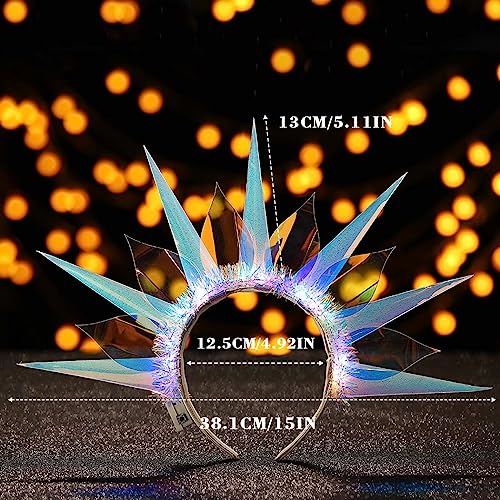 Fashband Light Up Headband LED Crown Hair Bands Flash Goddess Headband Luminous Glowing Laser Party Festival Hair Accessories for Women - Image 4