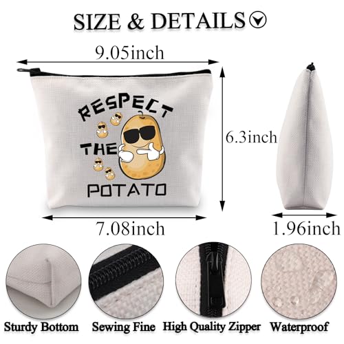 PLITI Potato Gift for Women Potato Lover Gift Potato Queen Gift Respect The Potato Funny Potato Themed Makeup Bag for Friend (Respect Potato bagU) - Image 2