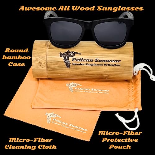 Image of Wood Sunglasses | Polarized | Vintage Wooden Frame | 100% UVA /UVB Protection | Bamboo Case | Men Women