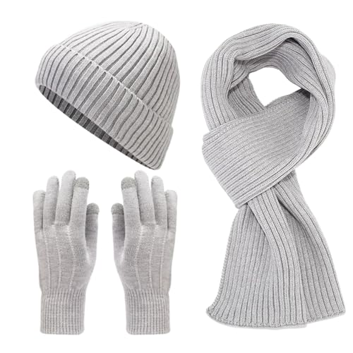 Bonnet en laine chaud avec gants d'écharpe 3 pièces ensemble pour femmes ados