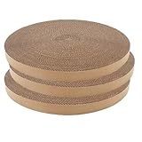LYCTDD Cat Scratching Board for Indoor Cats,Scratch Pad Pro for Cats,Round Cat Scratcher Refill,Natural Recycled Corrugated Cardboard Supports Pet Behavior and Relieves Stress- 3 Count