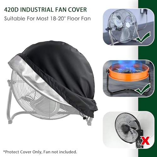 Image of Industrial Fan Cover, 600D Oxford Heavy Duty Outdoor Fan Cover, Waterproof & Dustproof Fits Up to 18-20 inch High-Velocity Floor Fan All-weather Protection