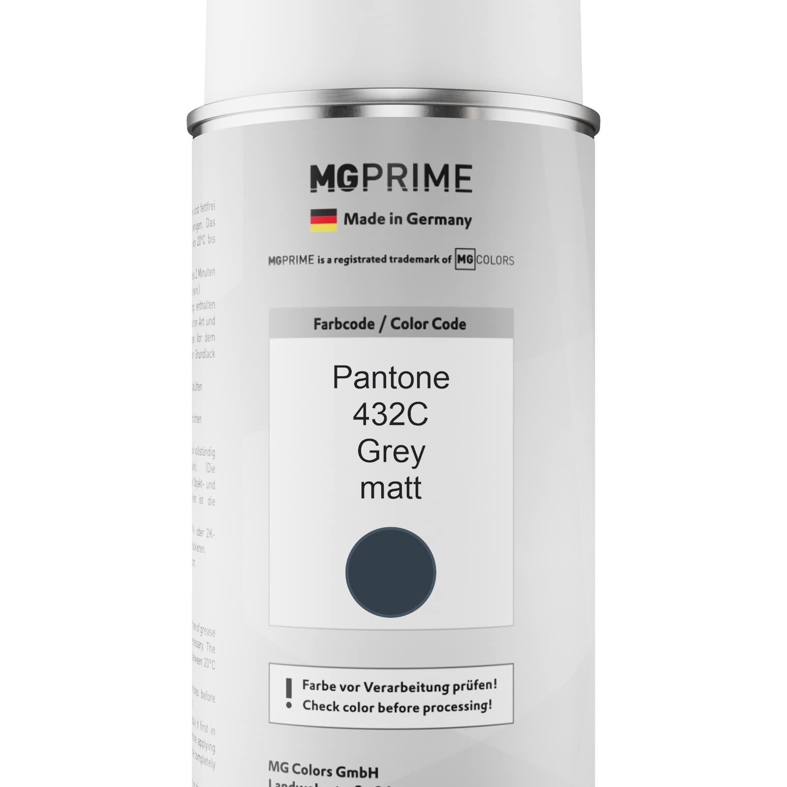 MG PRIME Pantone 432C Grey Spraydose 400 Ml – Matt, Schnelltrocknender Acryllack In Profiqualität