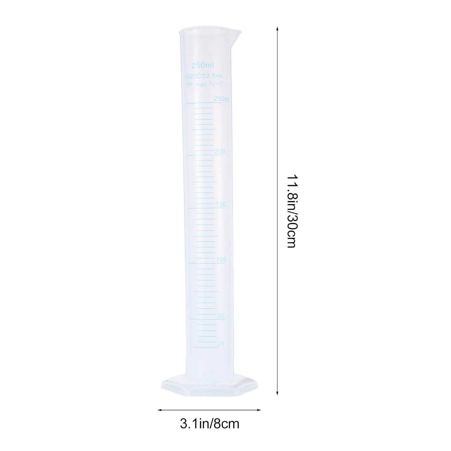 GANAZONO 4pcs Measuring Cylinder Acid-Resistant Lab Graduated Cylinders Lightweight Easy to Clean Stable Base for Laboratory Use