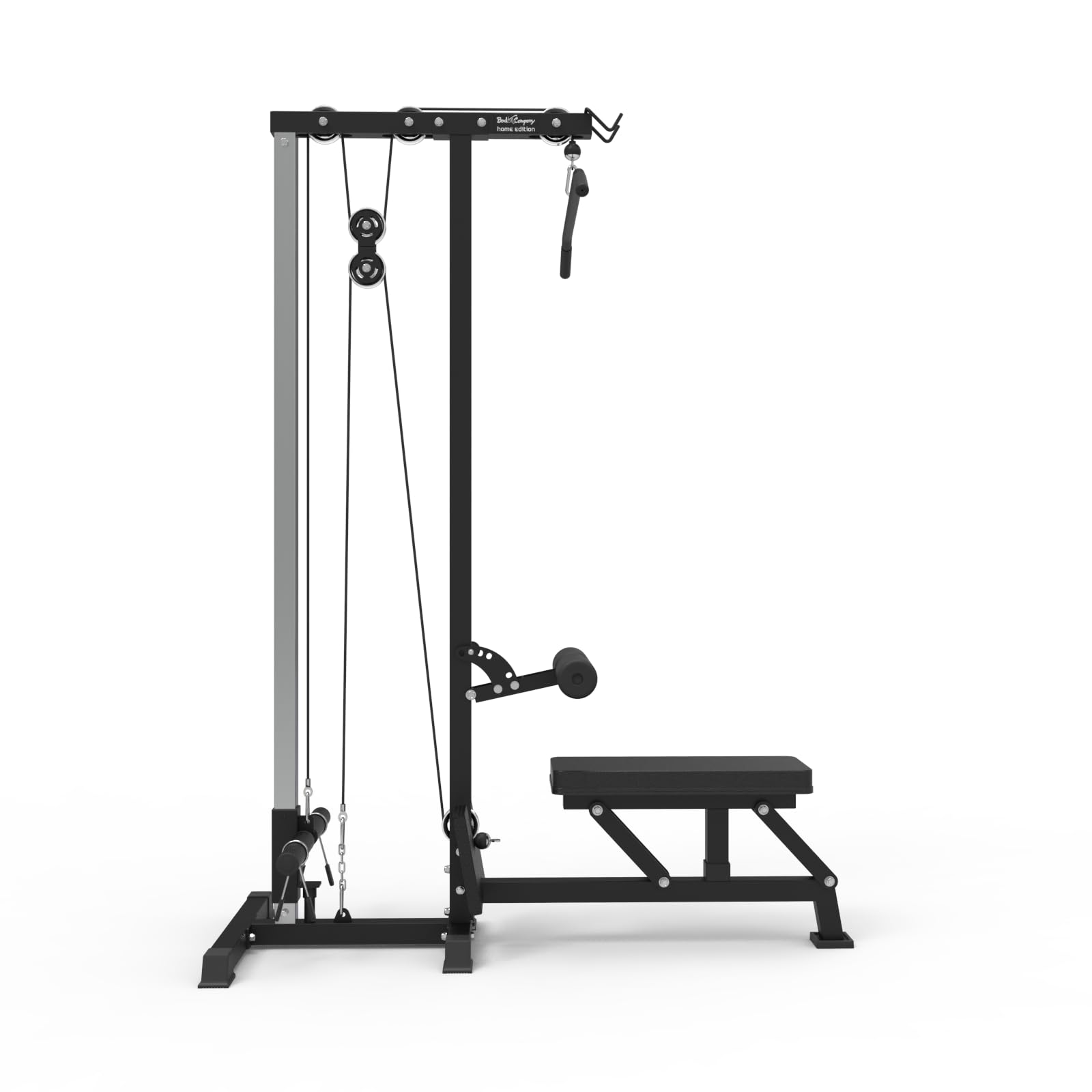 Bad Company Torre de poleas con cojín de asiento plegable y accesorios – Máquina para entrenamiento de torso bíceps tríceps en el cable I BCA-106