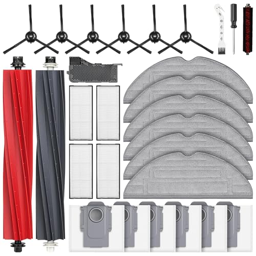 28 Stück Zubehör für Roborock S8 Pro Ultra Saugroboter Ersatzteile 2 Hauptbürste 6 Staubbeutel 6 Wischpad 4 HEPA Filter 6 Seitenbürste 2 Reinigungszubehör 1 Schraubendreher 1 Wasserfilter Zubehörset