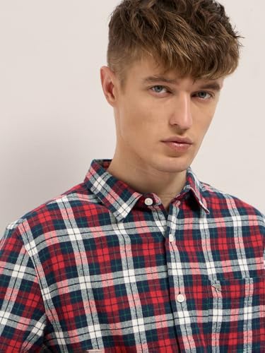Image of THE BEAR HOUSE Men's Multi-Color Slim Fit Flannel Tartan Check Cotton Casual Shirt