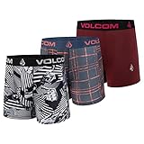 Volcom Mens Boxer Briefs 3 Pack Poly Spandex Performance Boxer Briefs Underwear(Multi/Maroon/Black,