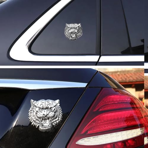Image of Tiger 3D Metal Emblem for Cars & Bikes, Silver, Small 5.5 x 5.5 cm