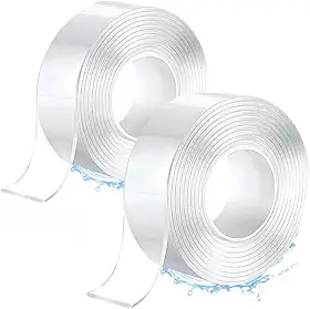 Kit 2 Rolos Super Fita Mágica Nano Adesiva Dupla Face Extra Forte Lavável Transparente 3M super forte lavável Gel auto colante-IT 3 Metros Cada