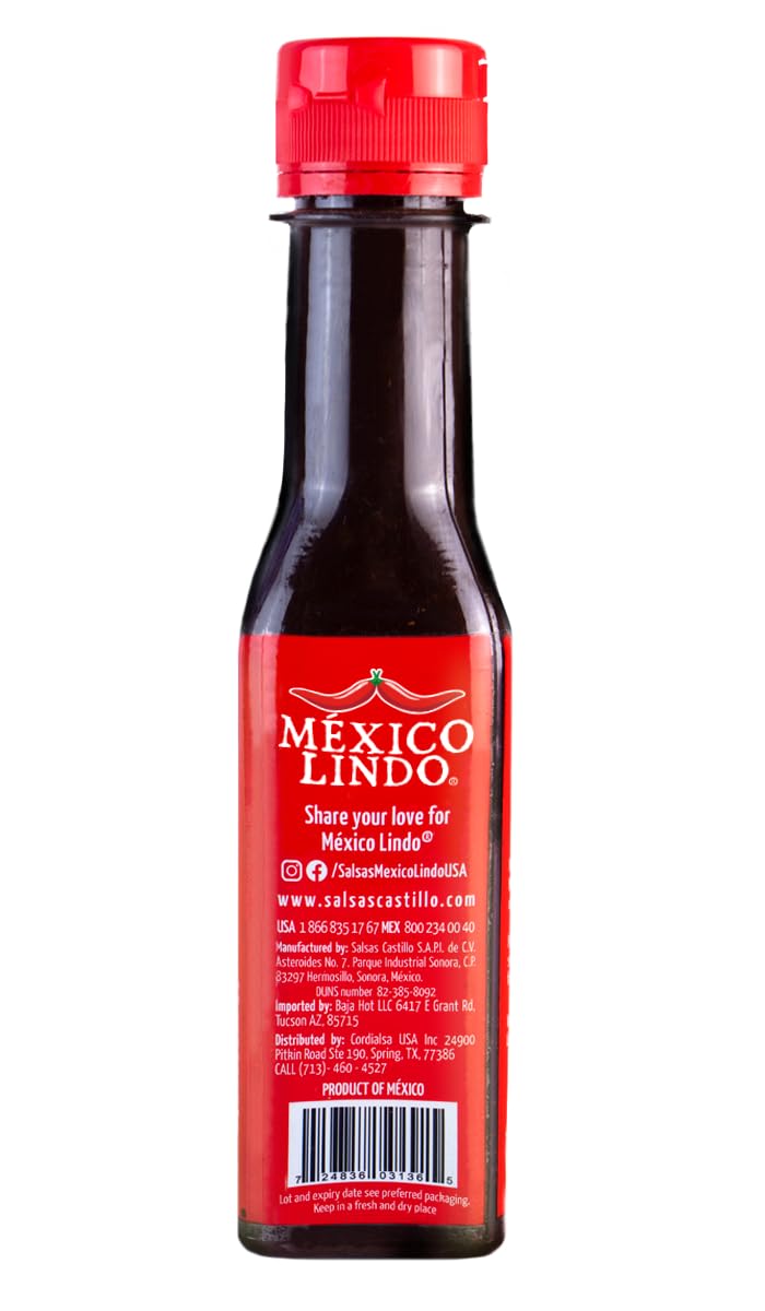 Mexico Lindo Picante Negra Xxxtra Hot Sauce | Scoville Unit Level 80,000 | Sugar Free | 5 Fl Oz Bottles (Pack of 12)