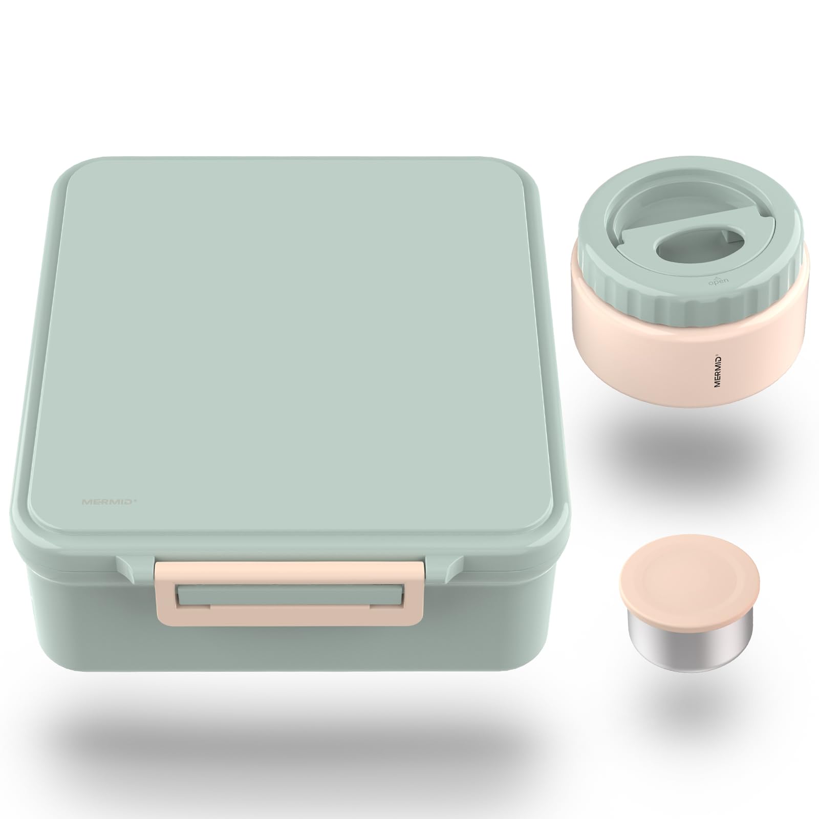 Sponsored Ad – Mini Bento Lunch Box, Leak proof & BPA free TRITAN-USA, Insulated Thermal Jar & Sauce Container for School, Travel & Picnics (FERN GREEN-CLASSIC PLAIN)