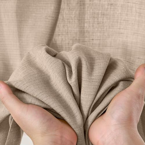 Image of jinchan Linen Curtains 63 Inch Light Filtering Grommet 2 Panels Taupe