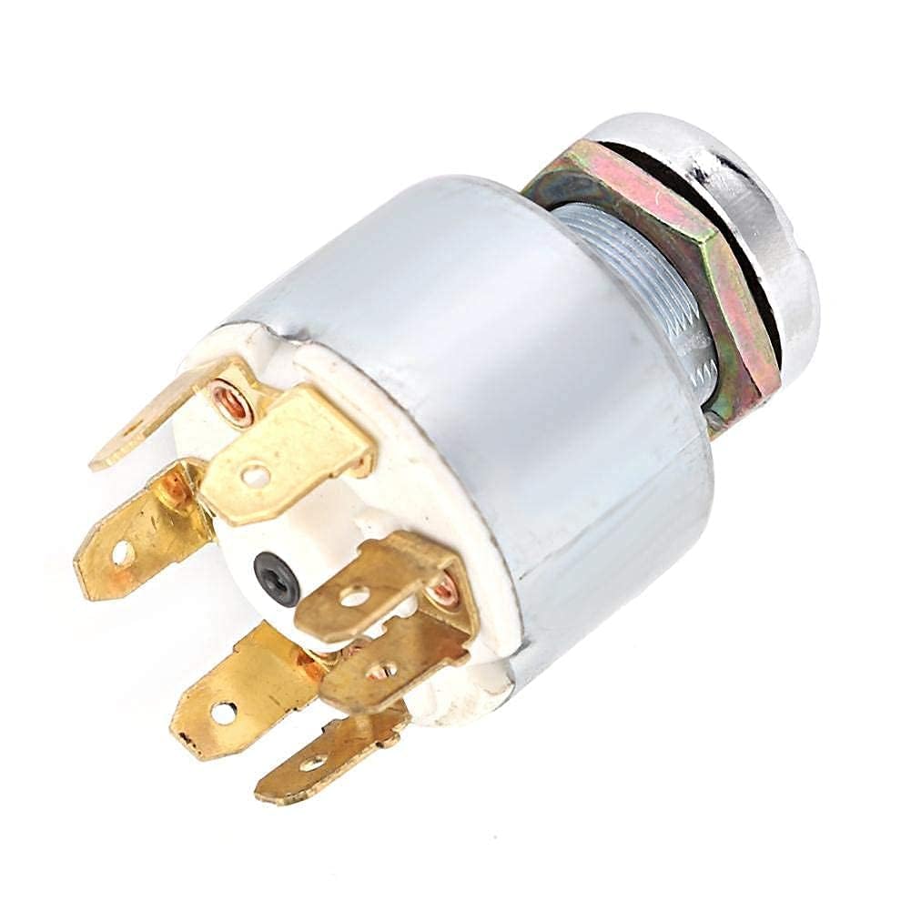 Interruttore di accensione universale, 12V 4 posizioni (parcheggio / spegnimento / accensione / accensione) Il blocco dell'interruttore di accensione viene fornito con 2 chiavi adatte per foro del pan