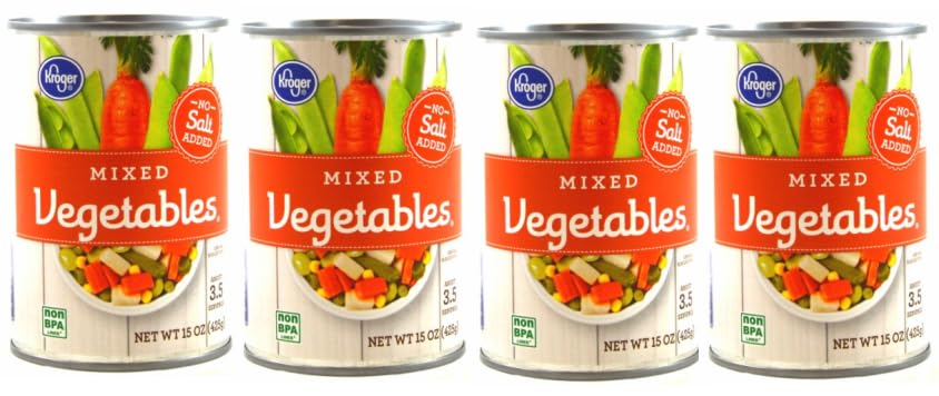 Generic Pack Of 4 Cans No Salt Added Mixed Vegetables 15 oz
