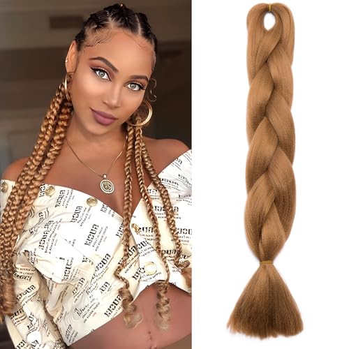 Benehair Pelo para Trenzas Africanas 60cm Jumbo Extensiones Pelo para Trenzas Africanas Sintético Braiding Extensiones Para Ganchillo Trenzado de Extensiones Marrón oscuro