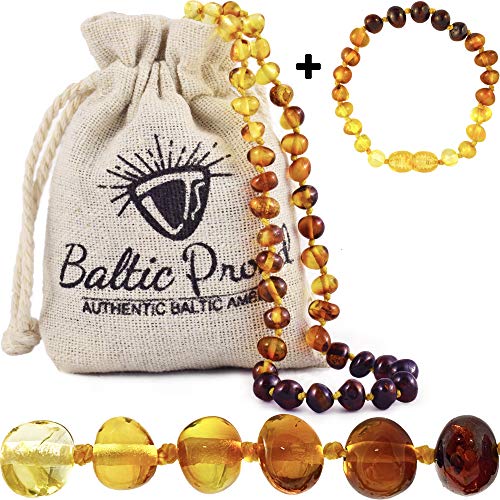 Baltic Amber Necklace and Bracelet Anklet Gift Set (Unisex Rainbow) Alternative Pain Relief