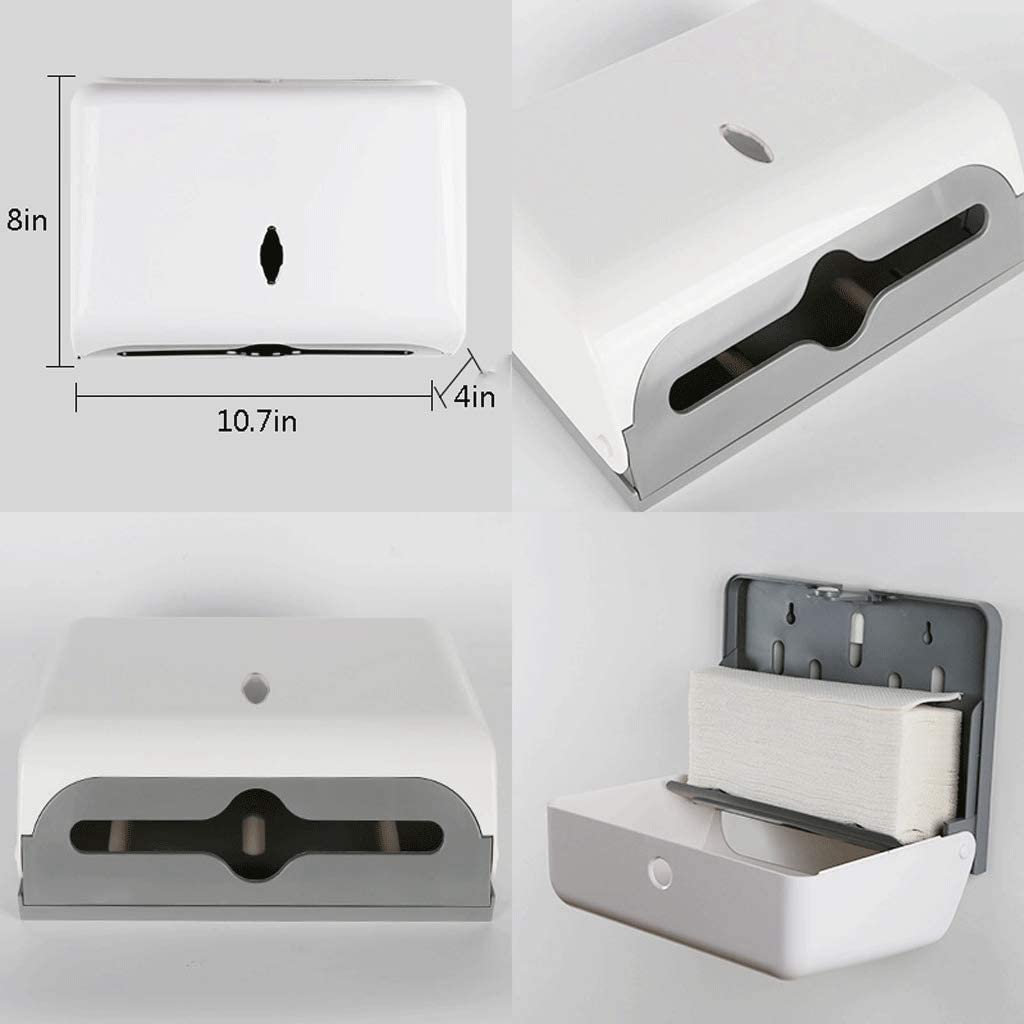 Toallas Despachador Dispensador de toallas de papel montado en la pared, dispensador de toallas de mano impermeable, soportes de toallas de papel de gran capacidad sin perforación para baño práctico