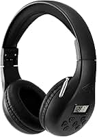 Auriculares de rádio FM pessoais portáteis com a melhor recepção, auriculares sem fios com rádio FM para caminhada, corrida, alimentados por 2 pilhas AA (não incluídas), preto