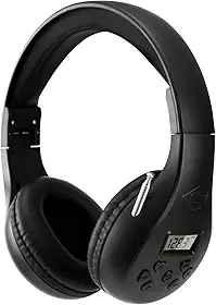 Auriculares de rádio FM pessoais portáteis com a melhor recepção, auriculares sem fios com rádio FM para caminhada, corrida, alimentados por 2 pilhas AA (não incluídas), preto